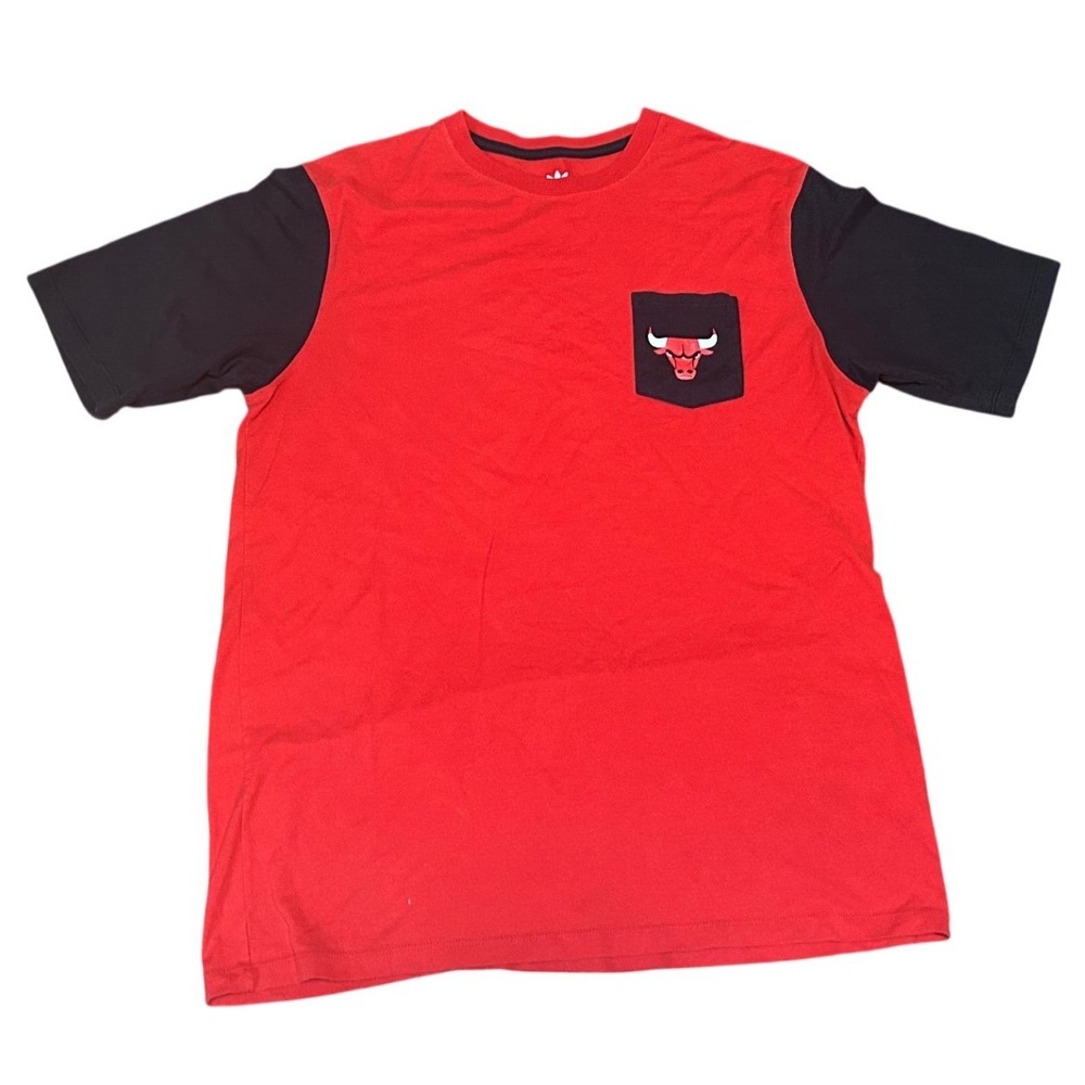 Adidas Originals Chicago Bulls Pocket T-Shirt Mens Medium Red Black Colorblock